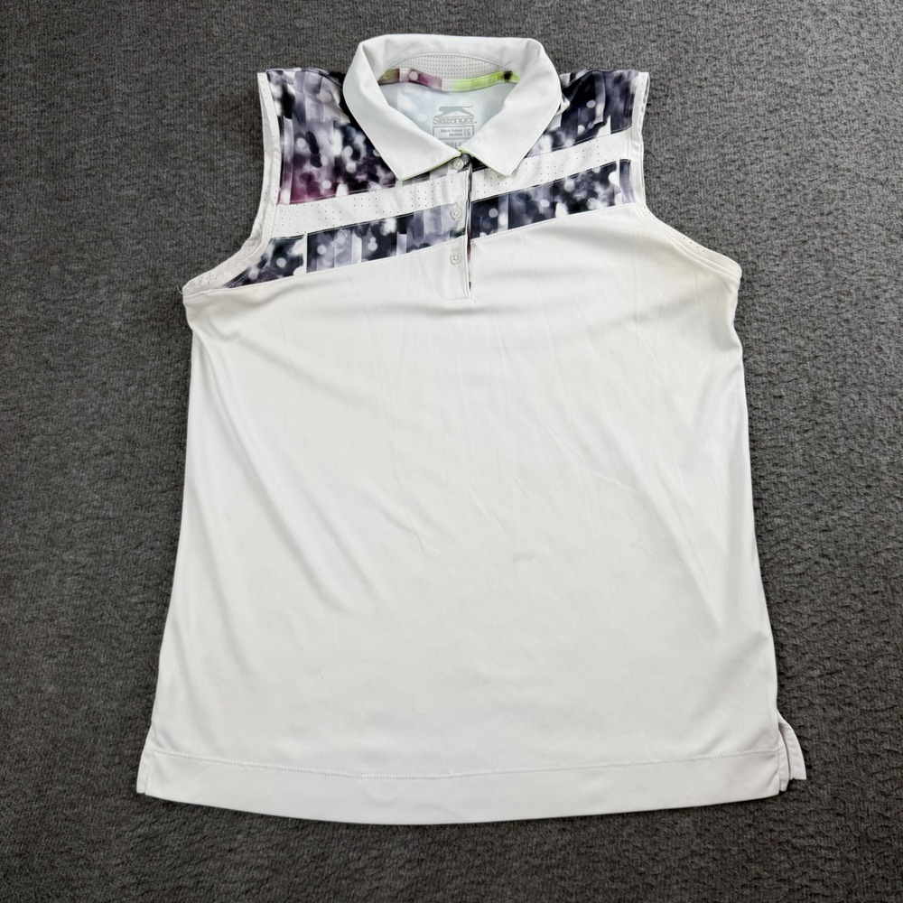 Slazenger Golf Polo Shirt‎ Women's Small White Sleeveless Abstract Performance